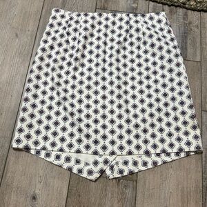 LOFT White, Blue & Red Patterned A-Line Skirt